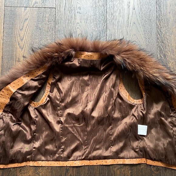 NWOT Ostrich Leather Vest with Real Fox Fur S size - Picture 5 of 12